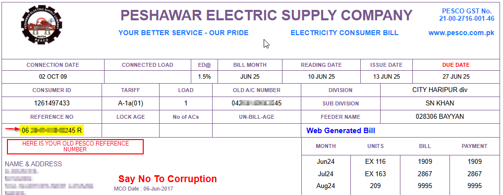 Find your old PESCO Reference Number