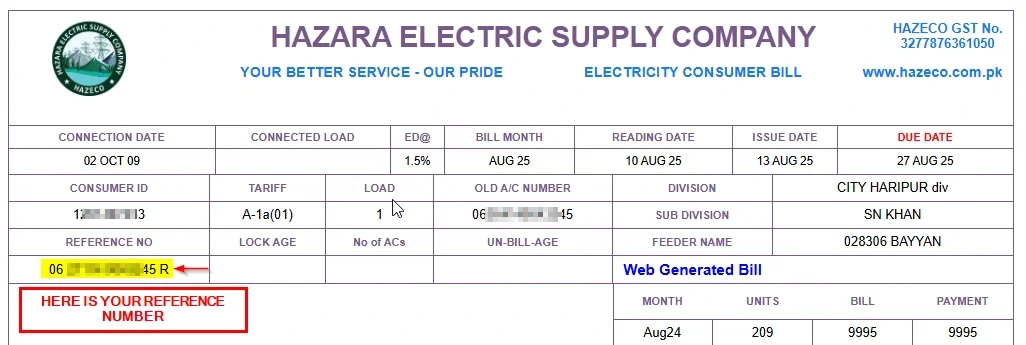 Check Hazeco bill online – input your 14‑digit reference number