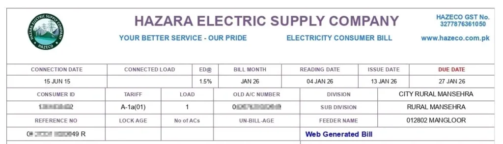 Hazeco Bill Consumer & Connection Information